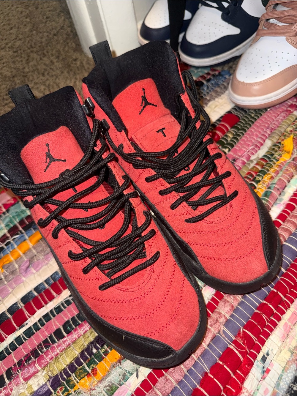 Jordan Kids Red and Black High-Top Sneakers